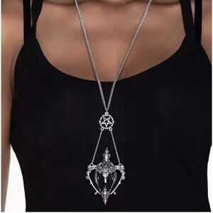 Gothic Pentagram Glass Pendant Necklace – Witchy Crystal Orb Locket Necklace